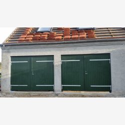 Garageport, 2-sidehngte drblade, isoleret. med 4" sporet plade, lange hngsler.